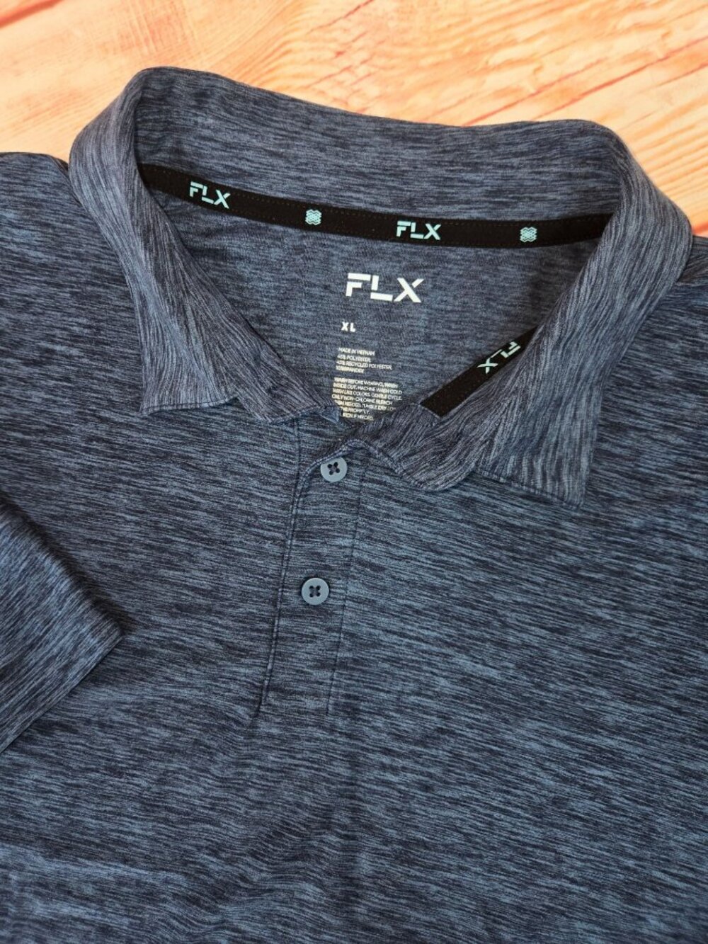 FLX Mens Luxury Soft Polo Shirt Size XL Blue Moisture-Wicking NWT